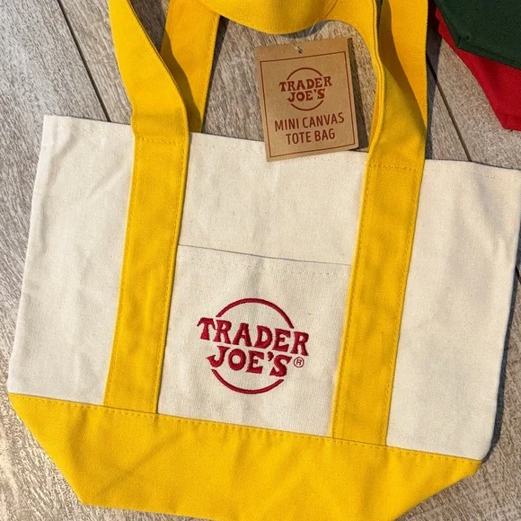 Trader Joe's Mini Tote Bag Set - Red, Yellow, Green, Blue - Picture 4 of 5